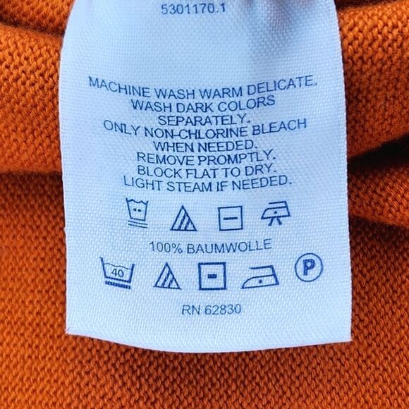 Lands' End Mens Sweater Size XXL Orange V-Neck 100% Cotton Fall Winter Cabincore - Picture 8 of 9